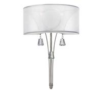 Applique lumineuse acier lin cristaux nickel H 52,1 cm éclairage couloir 2 flammes