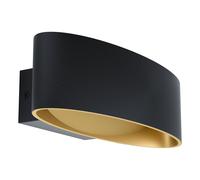 Applique MACCACARI LED 10W en aluminium et acier noir et or 270x0x75mm