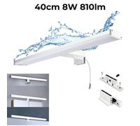Applique Mural LED Slim pour Salle de Bain et Miroir en Aluminium8W-40cm-IP44 Lumière Blanche Neutre 4000K, Chromé