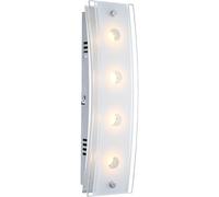 Applique murale 4 flammes Applique murale chromée Lampe de salon Verre partiellement satiné, interrupteur, 4x LED 5W 200Lm blanc chaud, LxlxH 33x9x6,5 cm