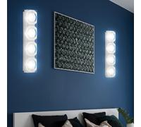 Applique murale à 4 lampes, verre partiellement satiné, luminaire de salon chromé, 4x douilles G9, Lxl 40x8 cm, lot de 2