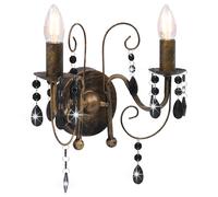 vidaXL Applique Murale à Perles Antique 2 Ampoules Lampe Murale Lumière Eclairage Salon Bureau Salle à Manger Chambre Maison Intérieur Noir