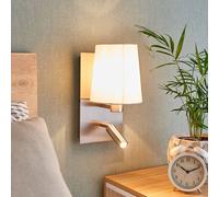 Lindby LED Applique Murale Tissu Aiden (Moderne) en Gris Textile e. a. pour Salon & Salle à manger (1 lampe,à E14), Lampe Eclairage Luminaire Mural