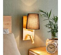 Lindby LED Applique Murale Tissu Aiden (Moderne) en Noir Textile e. a. pour Salon & Salle à manger (1 lampe,à E14), Lampe Eclairage Luminaire Mural