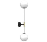 Applique murale allongée noire or 2 globes E27 Luminex