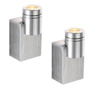 Applique murale aluminium couloir applique murale argent spot mural salon, aluminium brossé, LED 1W 80Lm blanc chaud, lot de 2