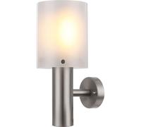 Applique murale applique extérieure lumière maison applique terrasse, IP44, acier inoxydable opale argentée, 1x LED 11W 710Lm blanc chaud, DxH 12x27.8cm