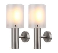 Applique murale applique extérieure maison applique terrasse, IP44, acier inoxydable argent opale, 1x LED 11W 710Lm blanc chaud, DxH 12x27,8cm, lot de 2