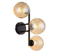 Applique murale applique lampe de couloir boule de verre lampe de salon ambre 3 ampoules H 25cn