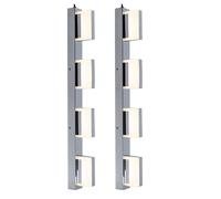 Applique murale applique lampe de couloir lampe de salon argent chambre à coucher, métal acrylique, 1x LED 3000K, LxH 68x5 cm, lot de 2