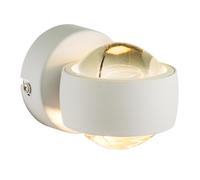 Applique murale applique murale couloir lumière cage d'escalier lampe de salon, 2 ampoules haut et bas, métal blanc verre clair, LED 6W 320Lm blanc chaud, WxA 7,5x10cm