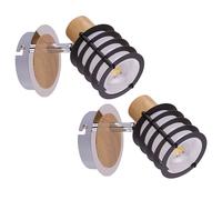 Applique murale applique murale spot lumineux en bois lampe spot mural, spot mobile, maison de campagne métal bois verre satiné, douille E14, LxlxH 14,7x10x12cm, lot de 2