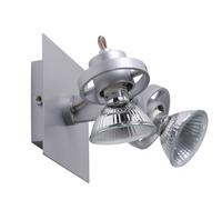 Applique murale Applique murale Spot Spot Lampe de couloir Lampe de salon, spots mobiles 2 flammes, métal argenté, 2x douilles GU10, LxHxP 12x12x14,5cm