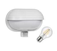 Applique murale Maclean MCE33 W, avec capteur PIR, détecteur de mouvement, max. 60W, 180°, blanc, avec ampoule MCE268 LED 8W