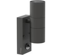 Applique murale avec détecteur de mouvement, couleur anthracite, 2 ampoules GU10, indice de protection IP44