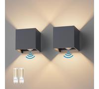 Applique murale avec détecteur de mouvement - Éclairage extérieur - Augmente la sécurité - Angle de diffusion réglable - Lot de 2 - Anthracite