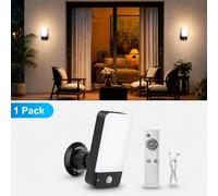 Applique murale avec détecteur de mouvement - Éclairage extérieur - Télécommande - Angle de détection de 120° - 3 modes d'éclairage - Gradable et rechargeable - Indice de protection IP65 - 1 pièce