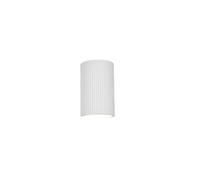 Applique murale blanche en plâtre nervuré demi-cylindre lumière haut-bas 2xGU10