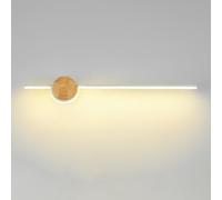 Applique Murale Blanche linéaire 77 cm à LED Filaire avec Base en Bois pour Chambre, Salon, Salle de Bain, Couloir, décoration intérieure