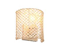 Applique murale bohème beige en bambou demi-cercle 1xE27 25W avec interrupteur BINA