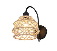 Applique murale bohème beige et noire en fibre de chanvre, E27, interrupteur, HIVE RL