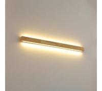 Applique murale boisée haut vers le bas Lampe murale linéaire LED moderne Long rectangle Salle de bain Vanity Light Abat-jour en PVC, escaliers en bois d'hévéa couloir chevet luminaire mural 23,6"/31