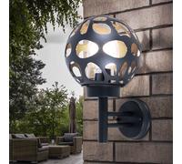 Applique murale boule d'extérieur boule lumineuse 20 cm Applique d'extérieur ronde en acier inoxydable, trou design aluminium anthracite, 1x E27, H 32,7 cm