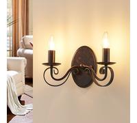 Applique murale Caleb Lucande, dimmable, marron, Couloir, Métal, Maison de campagne / Rustique, Applique Murale