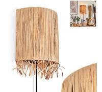 Applique murale Cardeal, lampe murale en métal/raphia noir/naturel, luminaire au design bohème, lampe murale avec prise et interrupteur, câble amovible, effet lumineux UP & Down, 1 x E27, sans ampoule