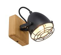 Applique murale chambre lit lampe de lecture rétro lampe de salon en bois avec spot mobile, métal, chrome noir, 1x E14, LxH 20x20 cm