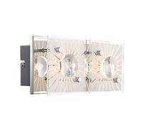 Applique murale chromée, applique murale pour cage d'escalier, verre avec motif, cristaux K5 clairs, 2x LED 4W 320lm blanc chaud, LxPxH 24x11x10 cm