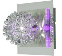Applique murale chromée, boule tressée, lampe de salon, lampe de couloir, acier brossé, LED décorative violette, 1x douille G4, Lxl 17x17 cm