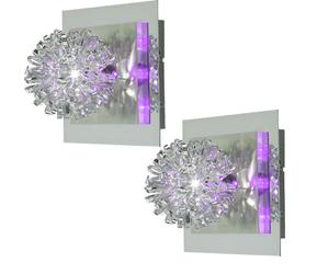 Applique murale chromée, boule tressée, lampe de salon, lampe de couloir, acier brossé, LED décorative violette, 1x douille G4, Lxl 17x17 cm, lot de 2