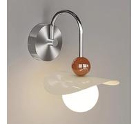 Applique Murale chromée, Lampe de Chevet décorative avec Abat-Jour sphérique en Verre, Lampe de Lecture LED 8W en métal