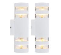 Applique murale couloir blanc Lampe de salon Up Down Applique murale, plastique, verre clair, 2x E27, LxH 6,5x22 cm, lot de 2