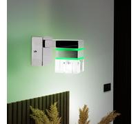Applique murale pour cage d'escalier, spot mural pour couloir, changeur de couleur RVB, métal chromé, LED blanc chaud, LxHxP 16x17x10cm