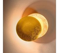 Applique Murale Créative D'intérieur Rotative à 360° en Forme De Lune, Lumière Blanche Chaude 3 000 °c - Lampes Murales Rondes LED Modernes pour Couloir, Allée, Chev, Gold, 20cm