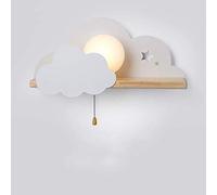Applique Murale créative en Forme de Nuage de Dessin animé, Lanterne avec Interrupteur à Tirette, pour Chambre d'enfant, lumière de Chevet, Fond Artistique, décoration Murale en Bois, Fer forgé,