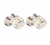 Applique murale Cristaux de verre Applique murale Salon chrome nickel mat, métal, spot mobile, 1x douille E14, H 12,5 cm, lot de 2