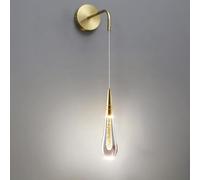 Applique Murale De Chevet Nordique Créative en Forme De Goutte, Style Minimaliste du Milieu du Siècle, Dorée, à Une Tête, pour Chambre à Coucher, Moderne, Noire, en Cristal, Gold