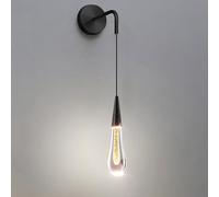 Applique Murale De Chevet Nordique Créative en Forme De Goutte, Style Minimaliste du Milieu du Siècle, Dorée, à Une Tête, pour Chambre à Coucher, Moderne, Noire, en Cristal, Dark