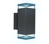 Applique murale de maison, applique d'extérieur, éclairage de façade, aluminium noir, 2 ampoules GU10, contrôle par application dimmable Smart RGB LED 4,5W 290Lm L 23,5 cm