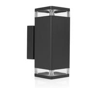 Applique murale de maison, applique d'extérieur, éclairage de façade, aluminium noir, 2 ampoules GU10, L 23,5 cm