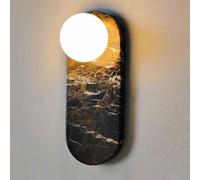 Applique Murale de Style Industriel Moderne, Applique en marbre 13,7 Pouces, Verre sphérique à Source lumière G9, luminaires décoration Restaurant Salon Couloir
