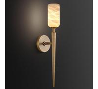 Applique Murale de Style Moderne médiéval, Source lumière G9, Applique en albâtre Naturel, câblée à Base métal pour, luminaires décoration for Couloir Salon d'entrée