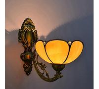 Applique Murale De Style Tiffany en Verre d'art Cuit, Applique Murale LED Jaune Et Blanche, Applique Murale Décorative Rustique pour Couloir, Chevet, Salon