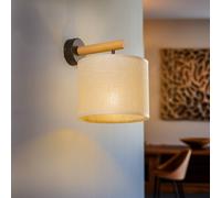Applique murale Deva Nature, textile, bois Nature TK Lighting, dimmable, bois clair, Salon / Salle à manger, Bois, Scandinave