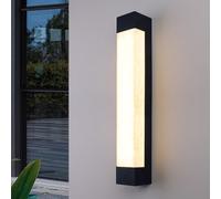 Applique murale d'extérieur à LED, applique extérieure linéaire avec abat-jour en résine d'albâtre, base en acier inoxydable, étanche IP65 pour porche, terrasse, jardin