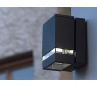 Applique murale d'extérieur à LED en fonte d'aluminium carrée IP44 H. 15cm Éclairage de façade Applique murale