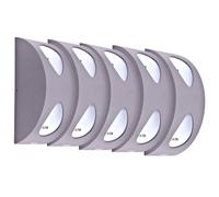 Applique murale d'extérieur, applique de façade, lampe de jardin LED, spot haut-bas, aluminium argenté, 2x 4,8 W 2x 210 lm blanc chaud, LxH 7x19 cm, lot de 5